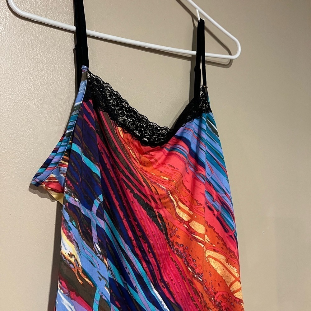Vintage Y2K Fashion Bug Rainbow Lace Trim Cami Size  1x - Picture 2 of 8
